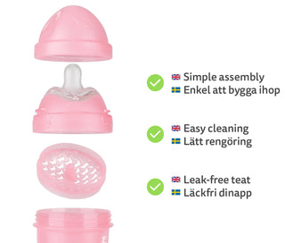 Dubbel Anti-kolik Nappflaska 340 ml Rosa